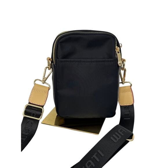 Wakati JingPin Black & Gray Nylon Crossbody Bag w/ Triple Compartments - Picture 3 of 7